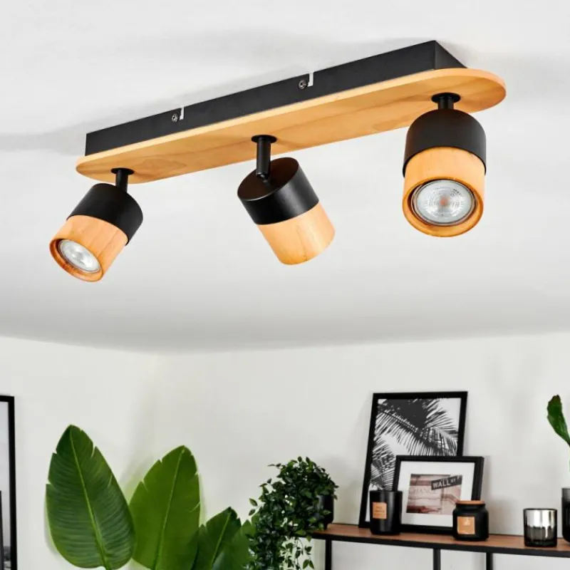 Luminaires Scandinaves-hofstein Plafonnier Blondo Écru, Noir, 3 lumières