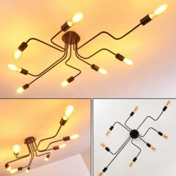 hofstein Plafonnier Bogno Noir, 8 lumières