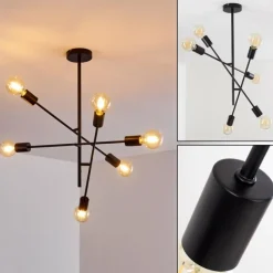 Lampes Vintages & Rétros-hofstein Plafonnier Bogno Noir, 6 lumières