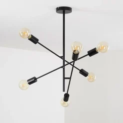 Lampes Vintages & Rétros-hofstein Plafonnier Bogno Noir, 6 lumières