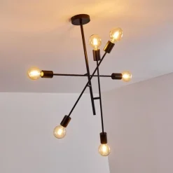 Lampes Vintages & Rétros-hofstein Plafonnier Bogno Noir, 6 lumières