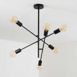 Lampes Vintages & Rétros-hofstein Plafonnier Bogno Noir, 6 lumières