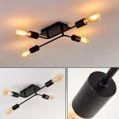 Lampes Vintages & Rétros-hofstein Plafonnier Bogno Noir, 4 lumières