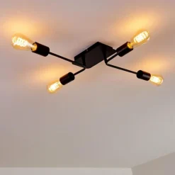 Lampes Vintages & Rétros-hofstein Plafonnier Bogno Noir, 4 lumières