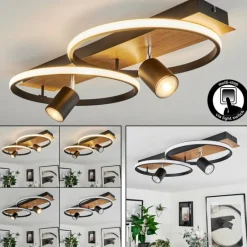 hofstein Plafonnier Boim LED Couleur bois, Noir, 3 lumières