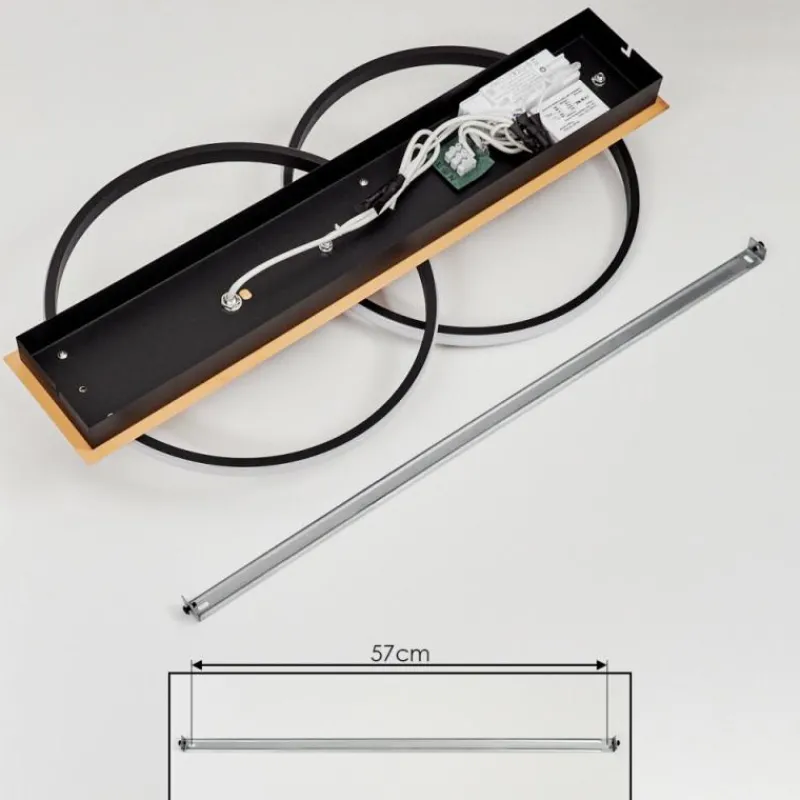 hofstein Plafonnier Boim LED Couleur bois, Noir, 3 lumières