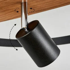 hofstein Plafonnier Boim LED Couleur bois, Noir, 3 lumières