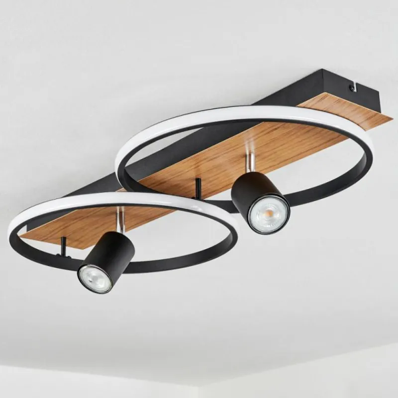hofstein Plafonnier Boim LED Couleur bois, Noir, 3 lumières