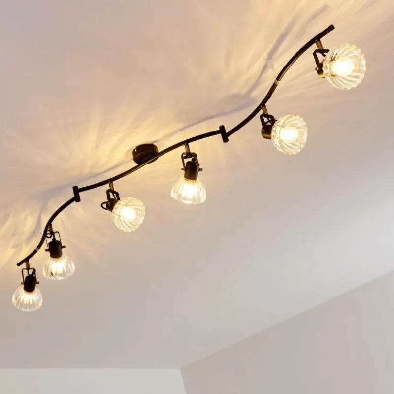 hofstein Plafonnier Bois Noir, 6 lumières