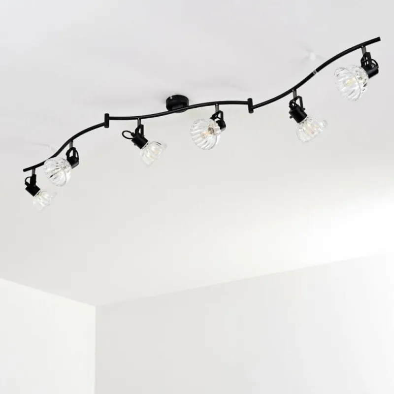 hofstein Plafonnier Bois Noir, 6 lumières