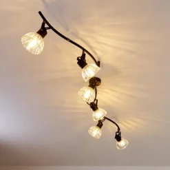 hofstein Plafonnier Bois Noir, 6 lumières