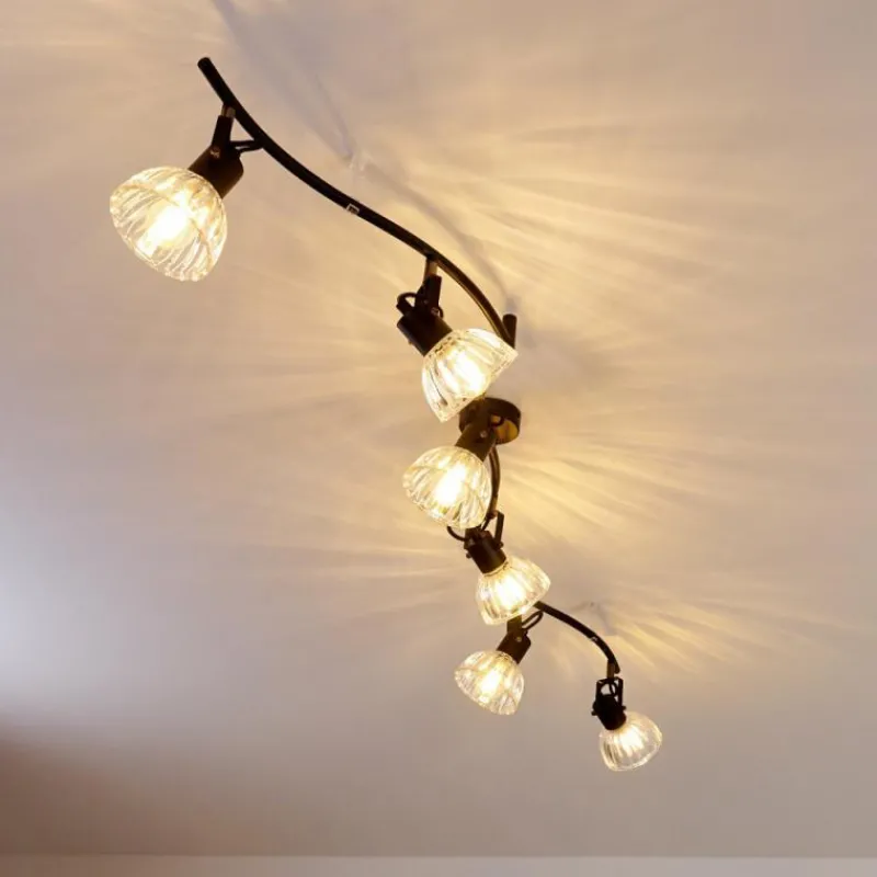 hofstein Plafonnier Bois Noir, 6 lumières