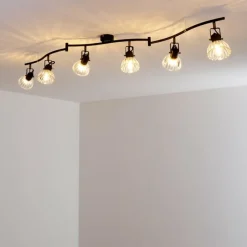 hofstein Plafonnier Bois Noir, 6 lumières