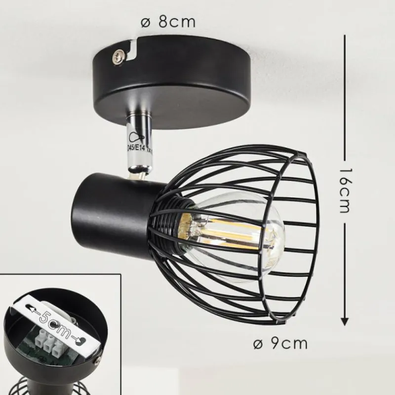 hofstein Plafonnier Bolderslev Chrome, Noir, 1 lumière* Spots Et Projecteurs