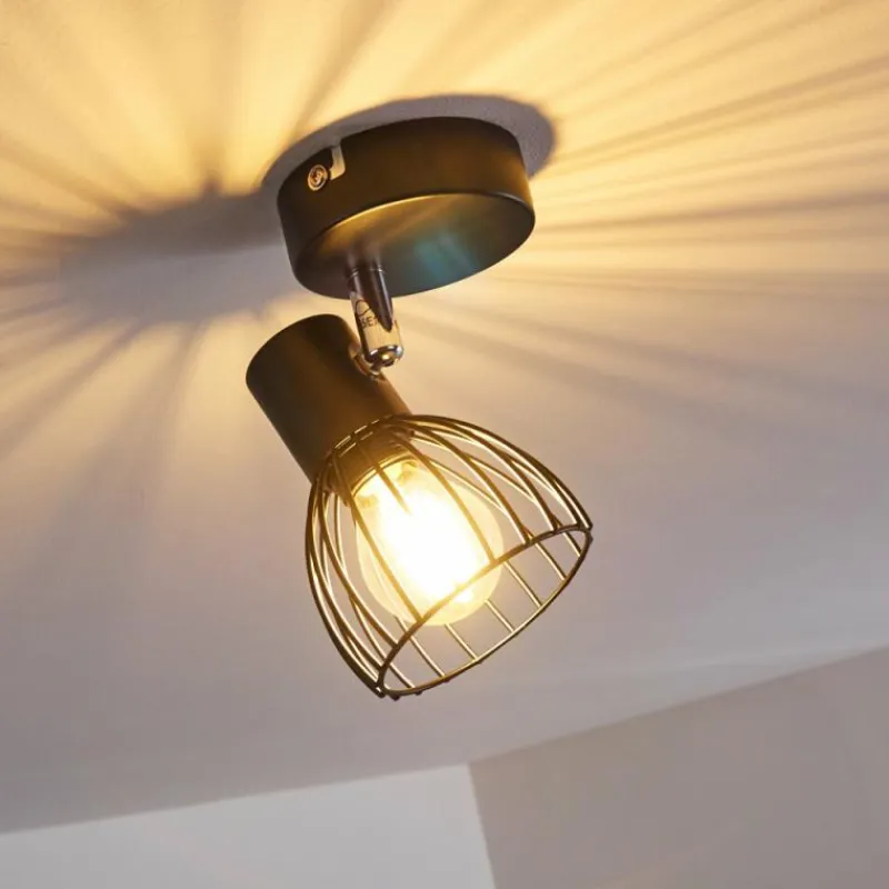 hofstein Plafonnier Bolderslev Chrome, Noir, 1 lumière* Spots Et Projecteurs