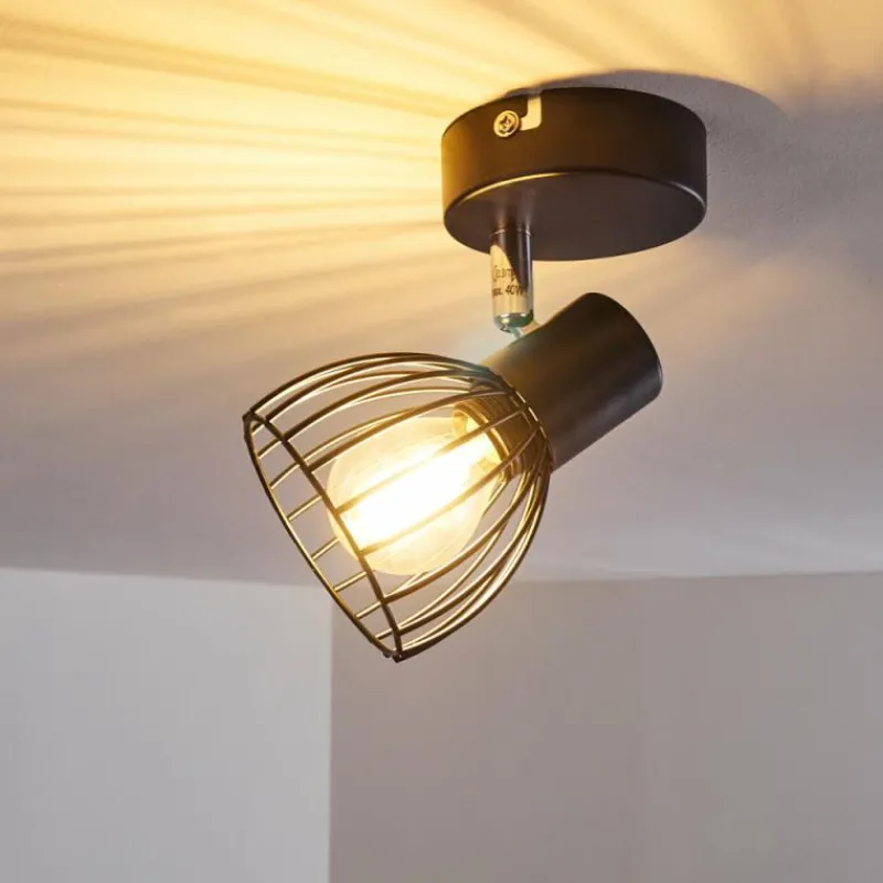 hofstein Plafonnier Bolderslev Chrome, Noir, 1 lumière* Spots Et Projecteurs