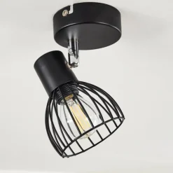 hofstein Plafonnier Bolderslev Chrome, Noir, 1 lumière* Spots Et Projecteurs