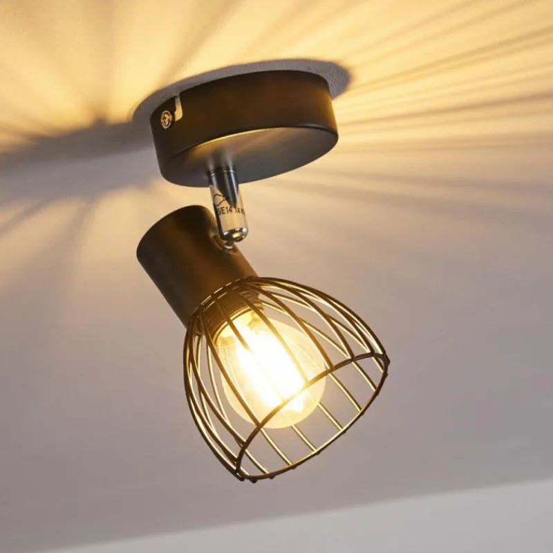 hofstein Plafonnier Bolderslev Chrome, Noir, 1 lumière* Spots Et Projecteurs