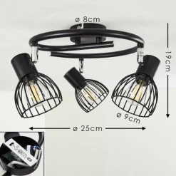 hofstein Plafonnier Bolderslev Chrome, Noir, 3 lumières