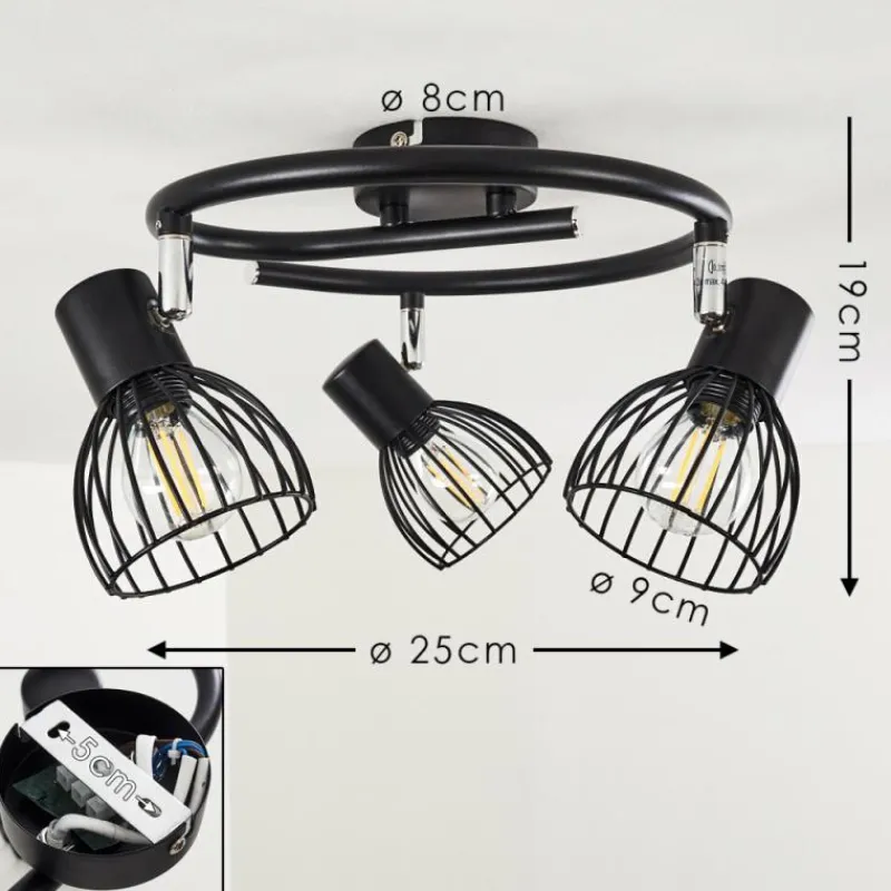 hofstein Plafonnier Bolderslev Chrome, Noir, 3 lumières