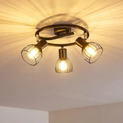 hofstein Plafonnier Bolderslev Chrome, Noir, 3 lumières