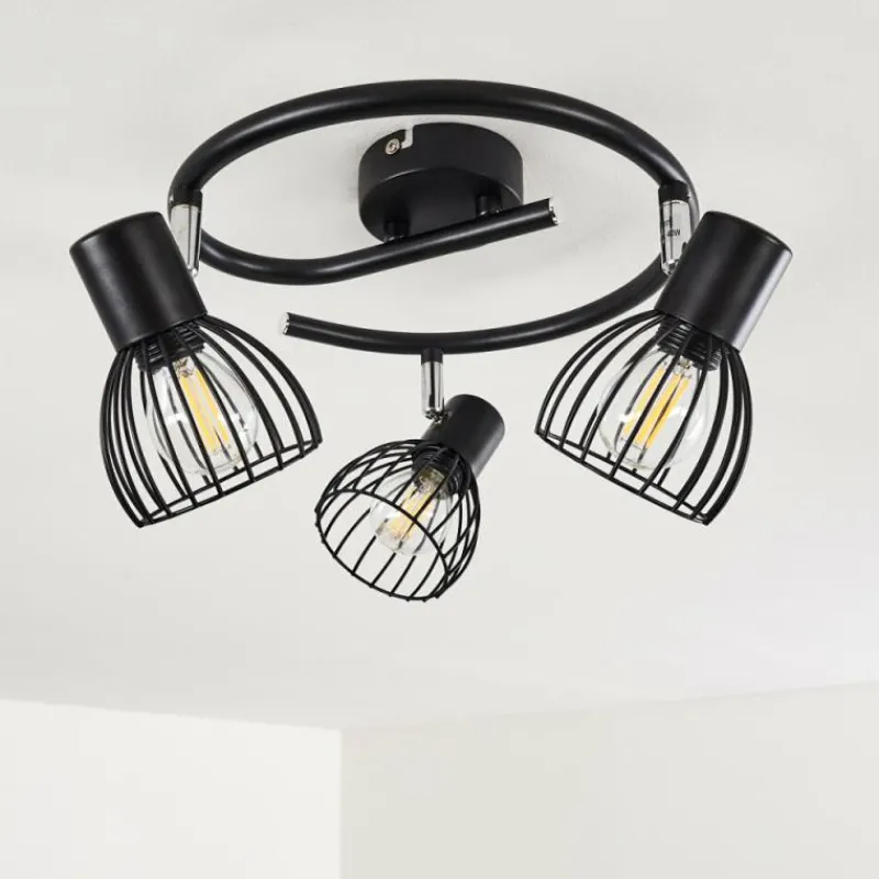 hofstein Plafonnier Bolderslev Chrome, Noir, 3 lumières