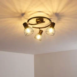 hofstein Plafonnier Bolderslev Chrome, Noir, 3 lumières