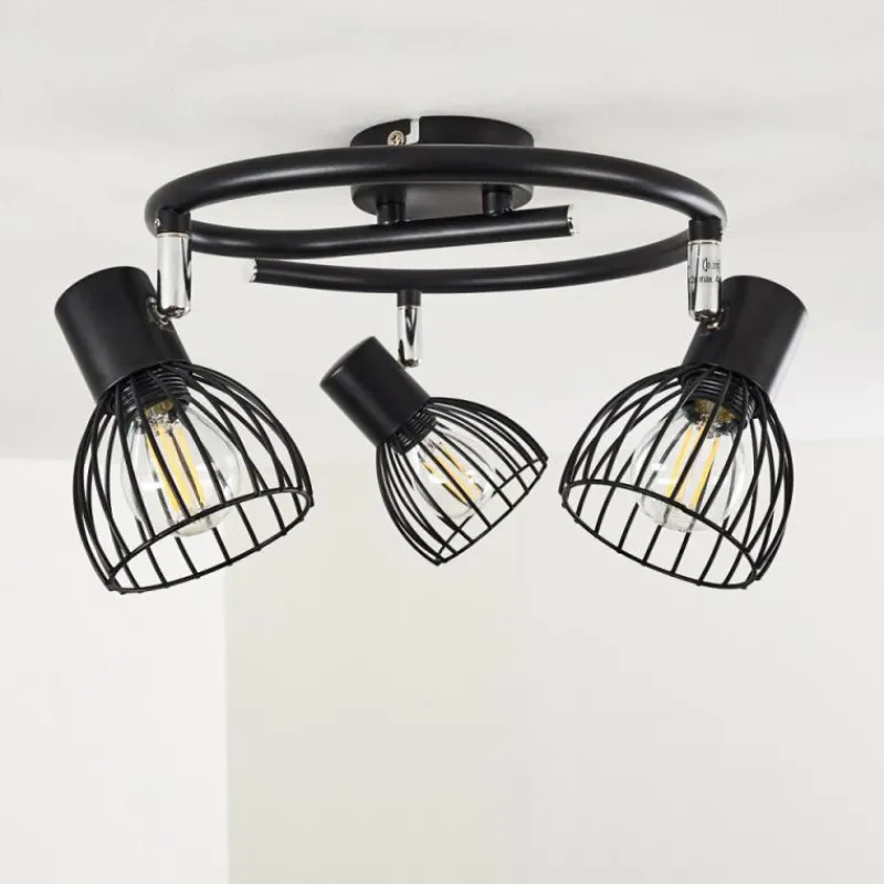 hofstein Plafonnier Bolderslev Chrome, Noir, 3 lumières