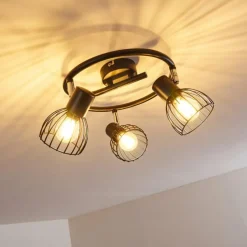 hofstein Plafonnier Bolderslev Chrome, Noir, 3 lumières