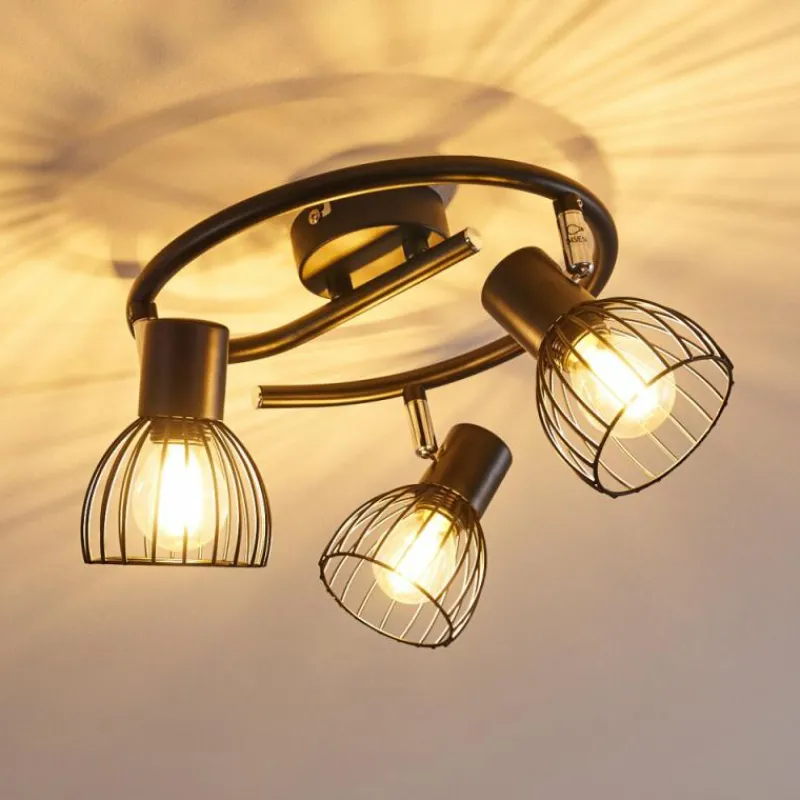 hofstein Plafonnier Bolderslev Chrome, Noir, 3 lumières