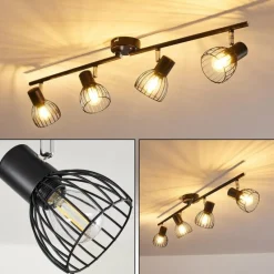 hofstein Plafonnier Bolderslev Chrome, Noir, 4 lumières