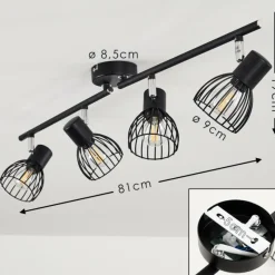 hofstein Plafonnier Bolderslev Chrome, Noir, 4 lumières