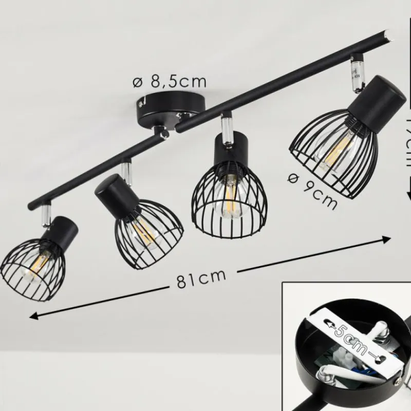 hofstein Plafonnier Bolderslev Chrome, Noir, 4 lumières