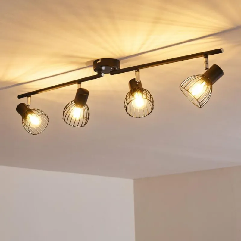 hofstein Plafonnier Bolderslev Chrome, Noir, 4 lumières