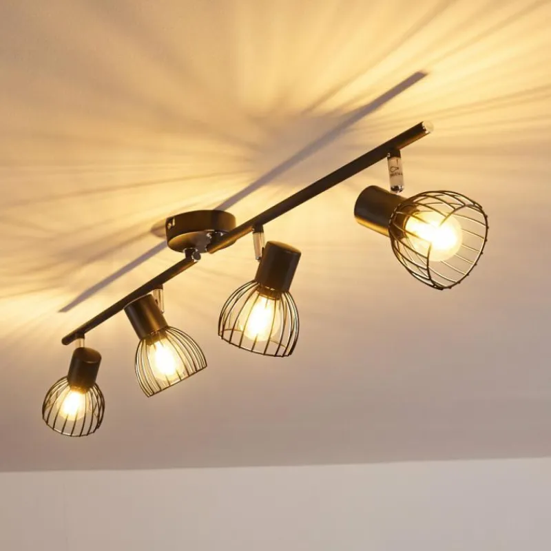 hofstein Plafonnier Bolderslev Chrome, Noir, 4 lumières