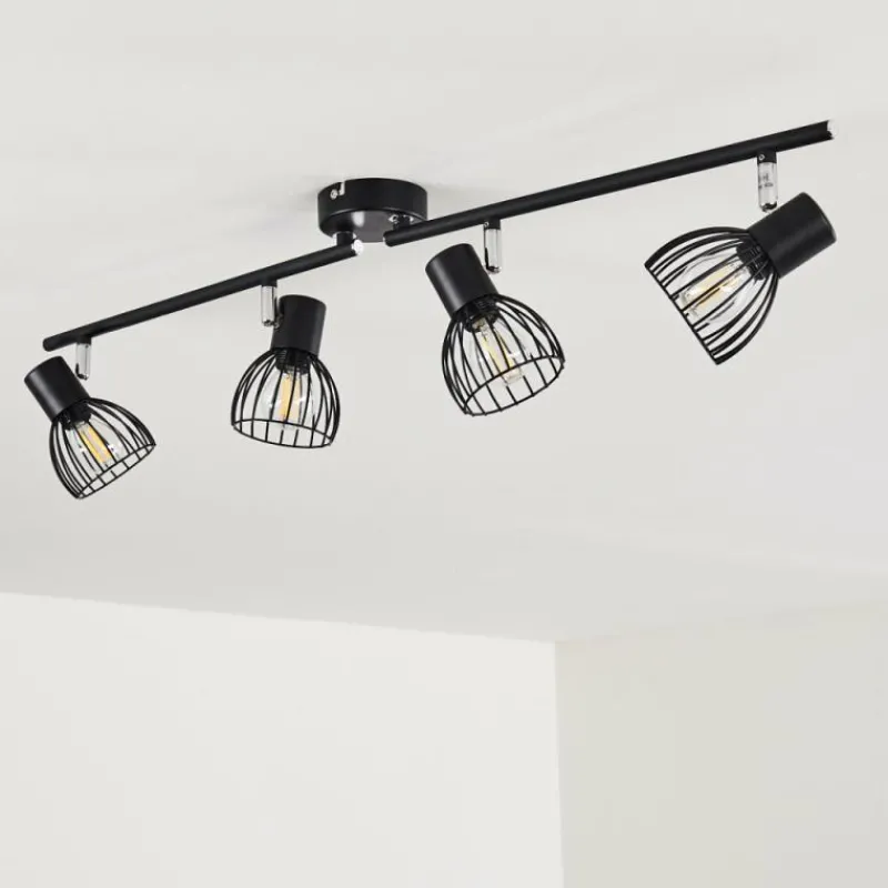 hofstein Plafonnier Bolderslev Chrome, Noir, 4 lumières