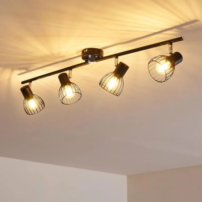 hofstein Plafonnier Bolderslev Chrome, Noir, 4 lumières