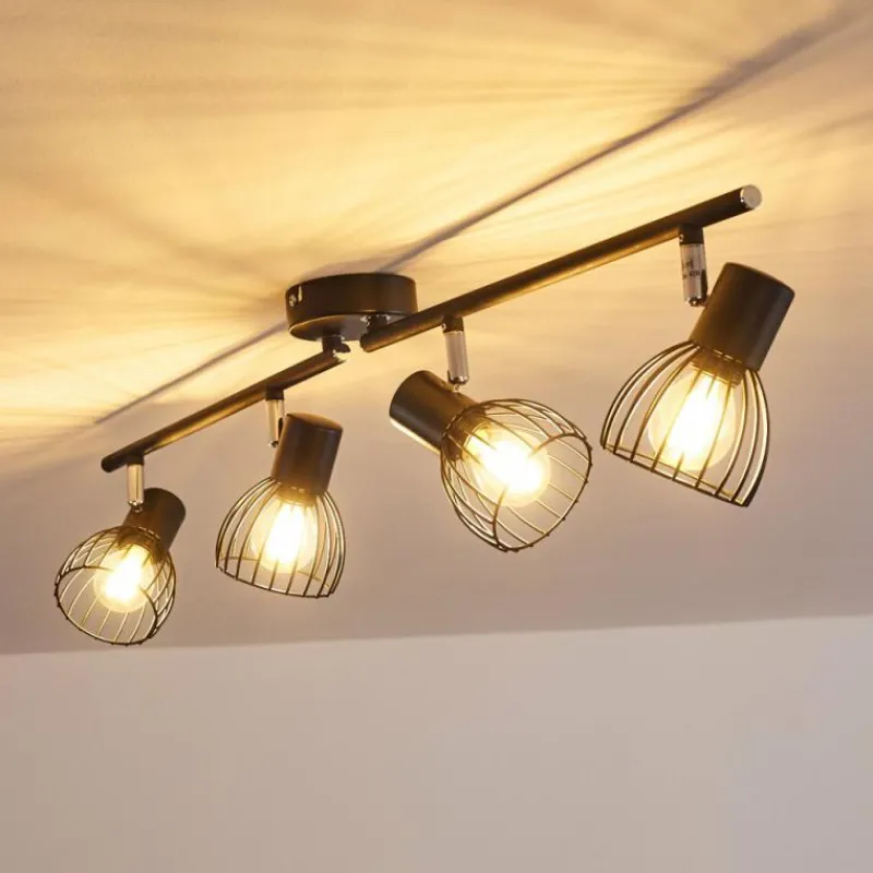 hofstein Plafonnier Bolderslev Chrome, Noir, 4 lumières