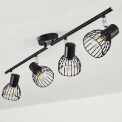 hofstein Plafonnier Bolderslev Chrome, Noir, 4 lumières