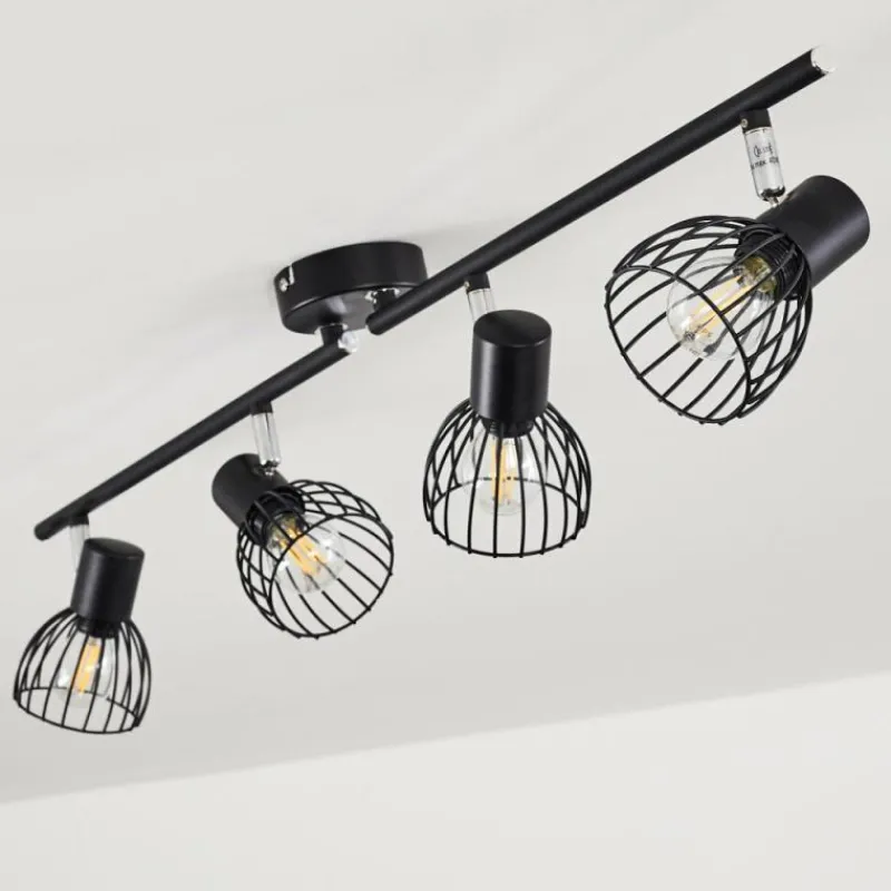 hofstein Plafonnier Bolderslev Chrome, Noir, 4 lumières