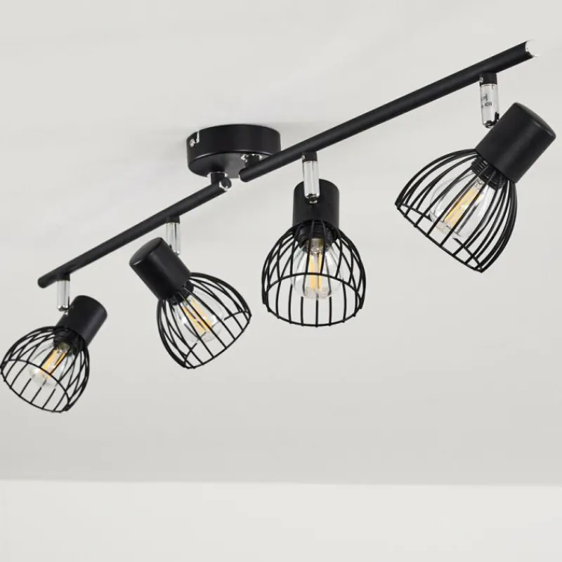 hofstein Plafonnier Bolderslev Chrome, Noir, 4 lumières