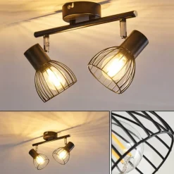 hofstein Plafonnier Bolderslev Chrome, Noir, 2 lumières