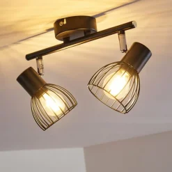 hofstein Plafonnier Bolderslev Chrome, Noir, 2 lumières