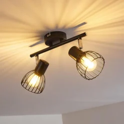 hofstein Plafonnier Bolderslev Chrome, Noir, 2 lumières