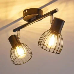 hofstein Plafonnier Bolderslev Chrome, Noir, 2 lumières