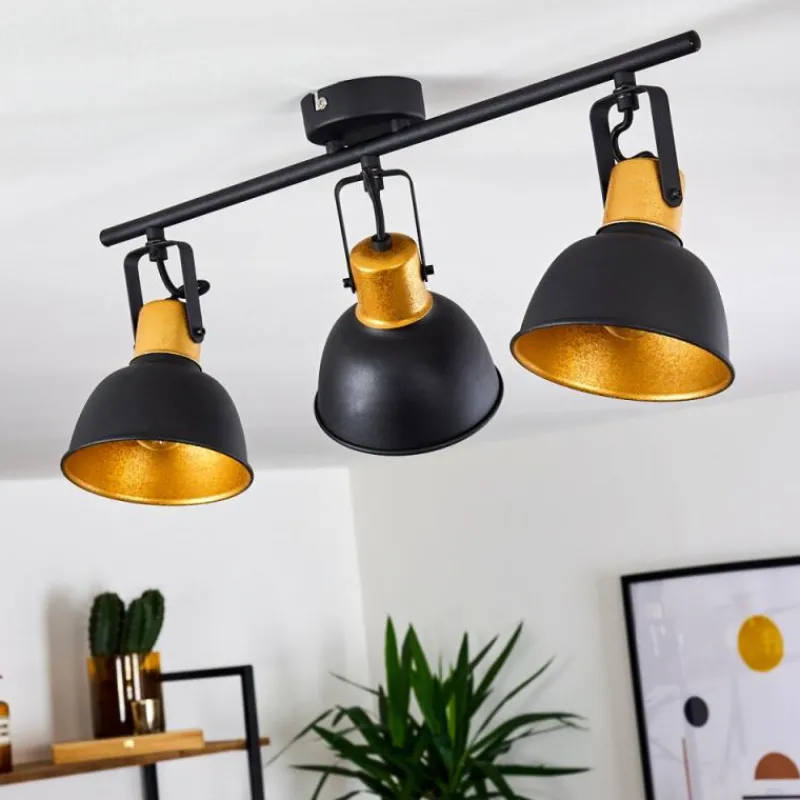 Lampes Dorées-hofstein Plafonnier Borik Noir, 3 lumières