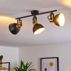 Lampes Dorées-hofstein Plafonnier Borik Noir, 3 lumières