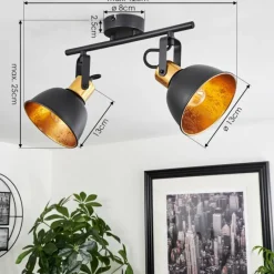 Luminaires Scandinaves-hofstein Plafonnier Borik Noir, 2 lumières