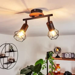 Lampes Vintages & Rétros-hofstein Plafonnier Borio Brun, Noir, 2 lumières