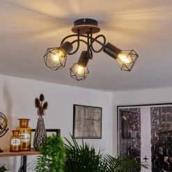 Lampes Vintages & Rétros-hofstein Plafonnier Borio Brun, Noir, 3 lumières